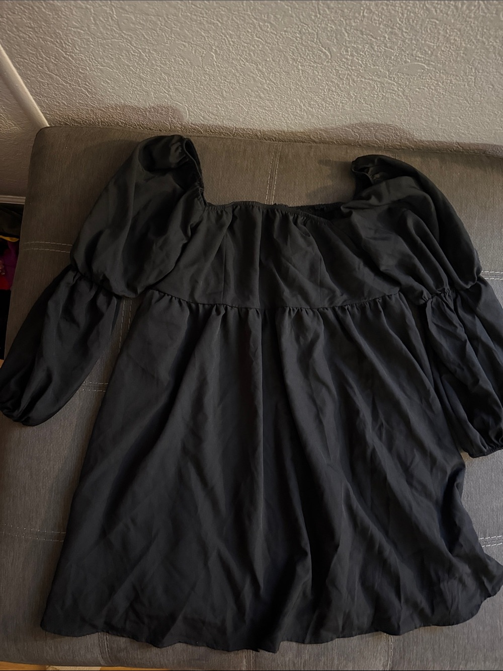 NWT Black Puff-Sleeve Babydoll Dress